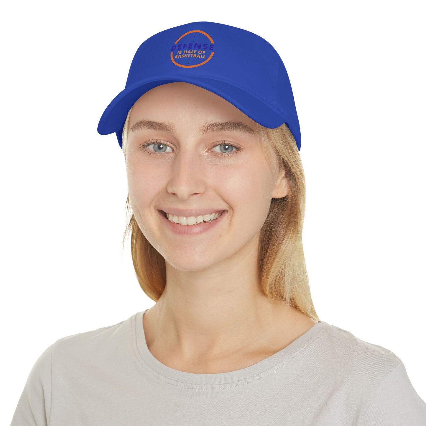 Defense Is Half of Basketball Low Profile Baseball Cap — Basketball Coach & Fan Hat