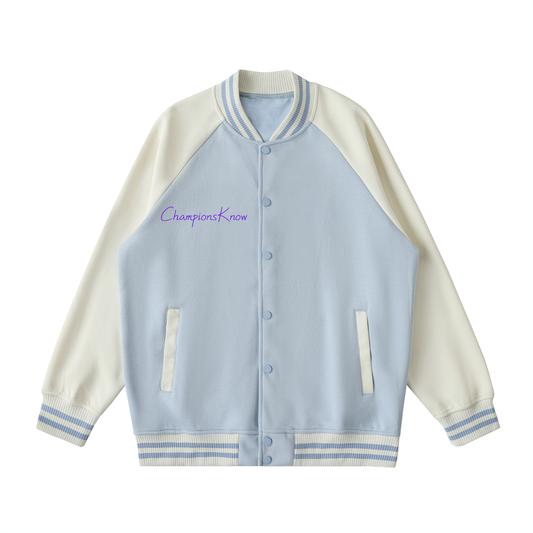 Two Tone Raglan Sleeve Varsity Jacket