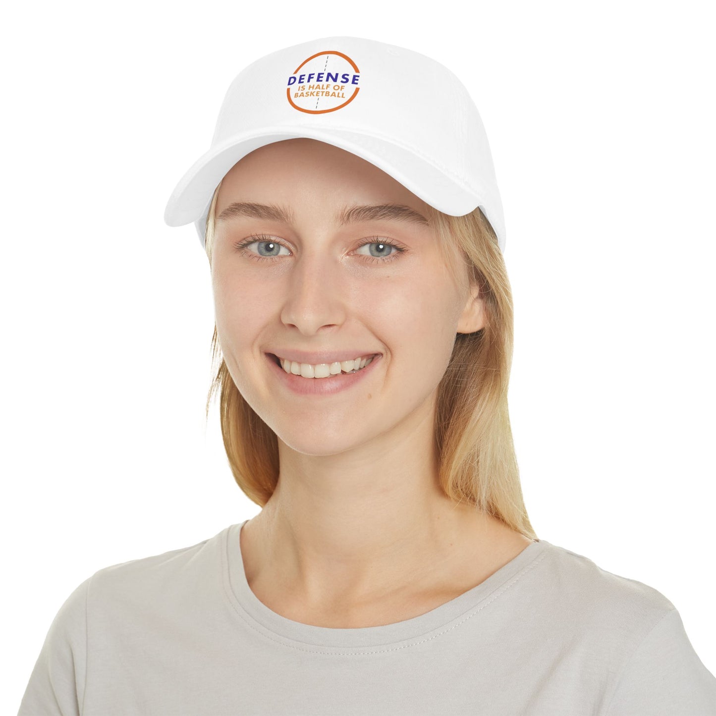 Defense Is Half of Basketball Low Profile Baseball Cap — Basketball Coach & Fan Hat