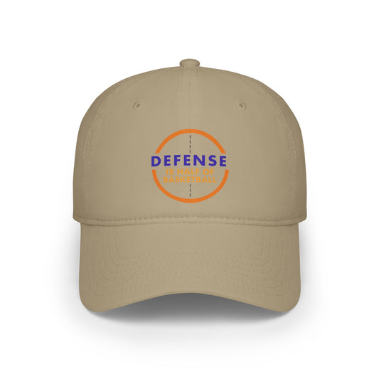 Defense Is Half of Basketball Low Profile Baseball Cap — Basketball Coach & Fan Hat